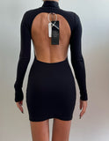 Limelight black turtle neck backless dress