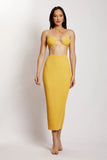 MESHKI stacey ruched knit hater Top yellow