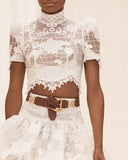 Zimmerman high tide embroidered lace crop top