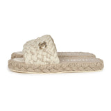 Chanel CC Braided Knit Interlocking Slide Sandals Cream