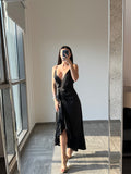 D’AngelAnn black satin long Dress