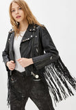 Diesel Leather L-HELGAT Jacket with Fringes ONLY on back