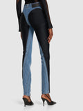 Mugler Contrast denim & jersey skinny jeans