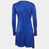 Balenciaga blue silk jersey buttoned wrap dress