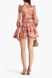 Zimmermann pink luminosity floral mini skirt