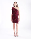 IRO Moon one-shoulder knotted devoré-velvet mini dress