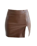 Fashion Nova brown leather Skirt