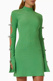 MACH & MACH Green Crystal Bow Cut-Out Mini Dress