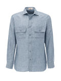 100% Capri blue reversible linen shirt