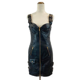 H & Moschino Black leather biker dress