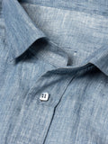 100% Capri blue reversible linen shirt