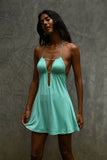 Meshki Kehlani Mint Halter Mini Dress