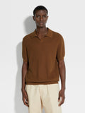 Zegna foliage brown polo shirt