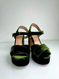 Tory burch dark green velvet Loretta heels