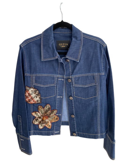 Gizia Denim Embroidered flower jacket