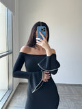 River island black off shoulder Dress