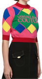 Versace Jeans Couture Pink & Red Logo Knit Turtleneck