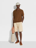 Zegna foliage brown polo shirt