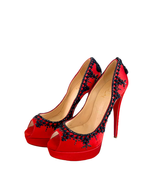 Christian Louboutin Lady Peep red heels