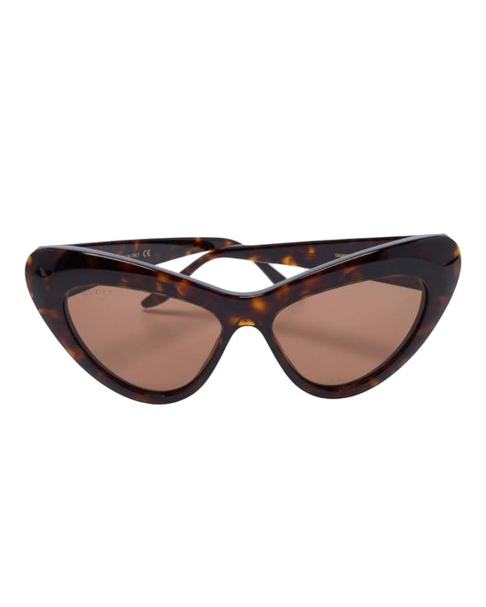 Gucci Dark Havana/Brown Cat Eye Sunglasses