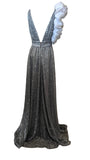 Rasario silver sequin gown dress