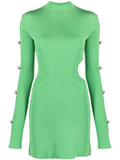 MACH & MACH Green Crystal Bow Cut-Out Mini Dress