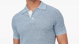 Brunello Cucinelli blue rib knitted short sleeve polo shirt