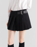 Prada Gabardine black pleated mini skirt