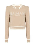 Balmain intarsia logo cropped wool sweater