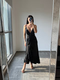 D’AngelAnn black satin long Dress