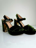 Tory burch dark green velvet Loretta heels