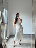 Flannel white tassel long Skirt