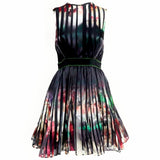 Elie Saab black printed satin sheer tape mini dress