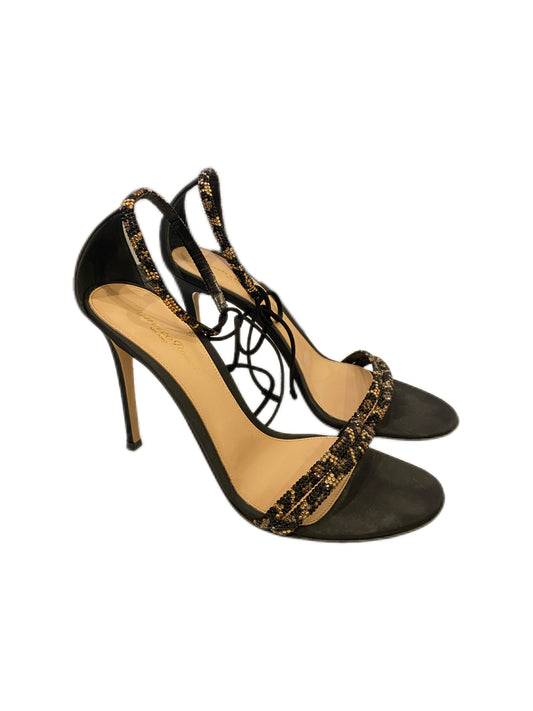 Gianvito Rossi gold and black crystal embellished sandals