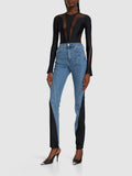 Mugler Contrast denim & jersey skinny jeans