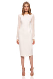 Nissa white silk sleeves midi dress