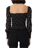 Maje shirred floral-print crepe top