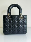 Dior Black Cannage Leather Medium Lady Dior Bag