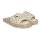 Chanel CC Braided Knit Interlocking Slide Sandals Cream