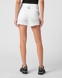 Philipp Plein white high rise denim shorts