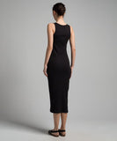 Brunello Cucinelli embroidered logo black rib knit midi dress