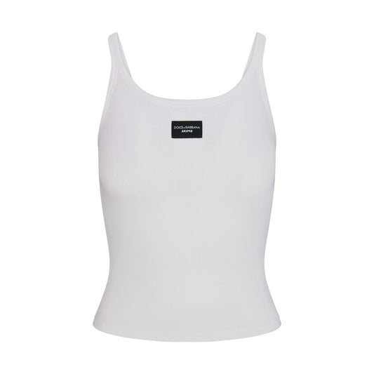 DOLCE&GABBANA x SKIMS white cotton rib scoop tank top