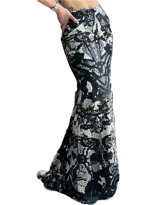 Roberto Cavalli black and white long Skirt