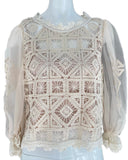 Gizia embroidery detail cream top