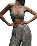 La Petra beige sequin set