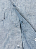 100% Capri blue reversible linen shirt