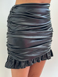 Limelight black leather skirt