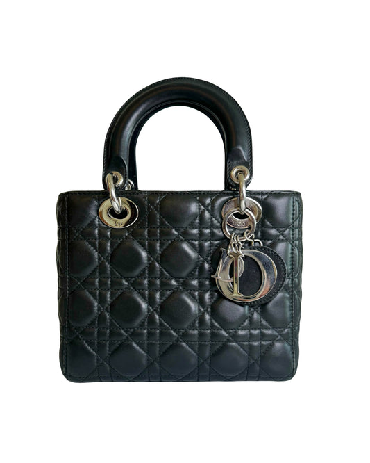 Dior Black Cannage Leather Medium Lady Dior Bag