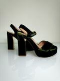 Tory burch dark green velvet Loretta heels