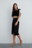 GIZIA Black pencil skirt with a middle slit